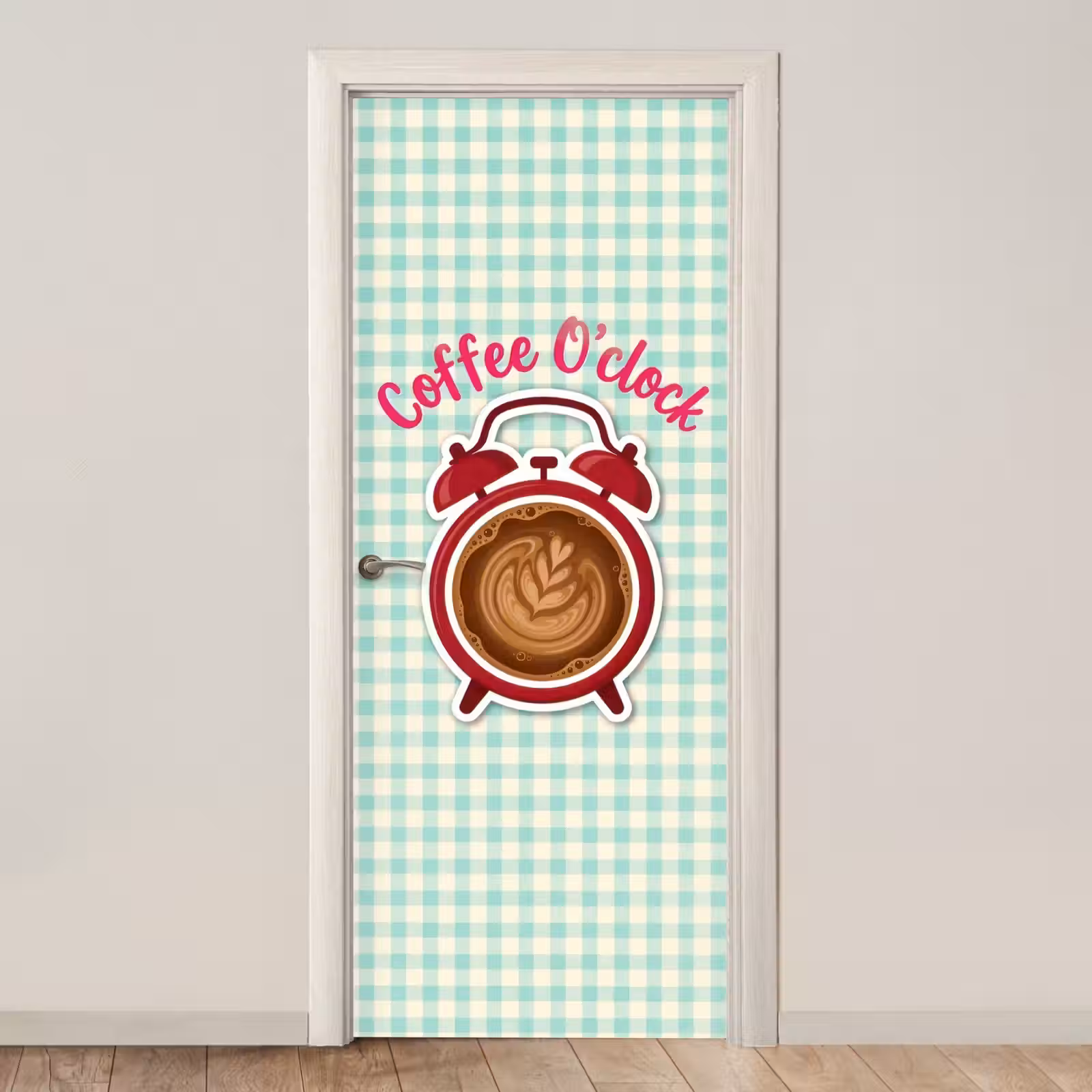 Deursticker - Koffie - Klok - Groen — 1