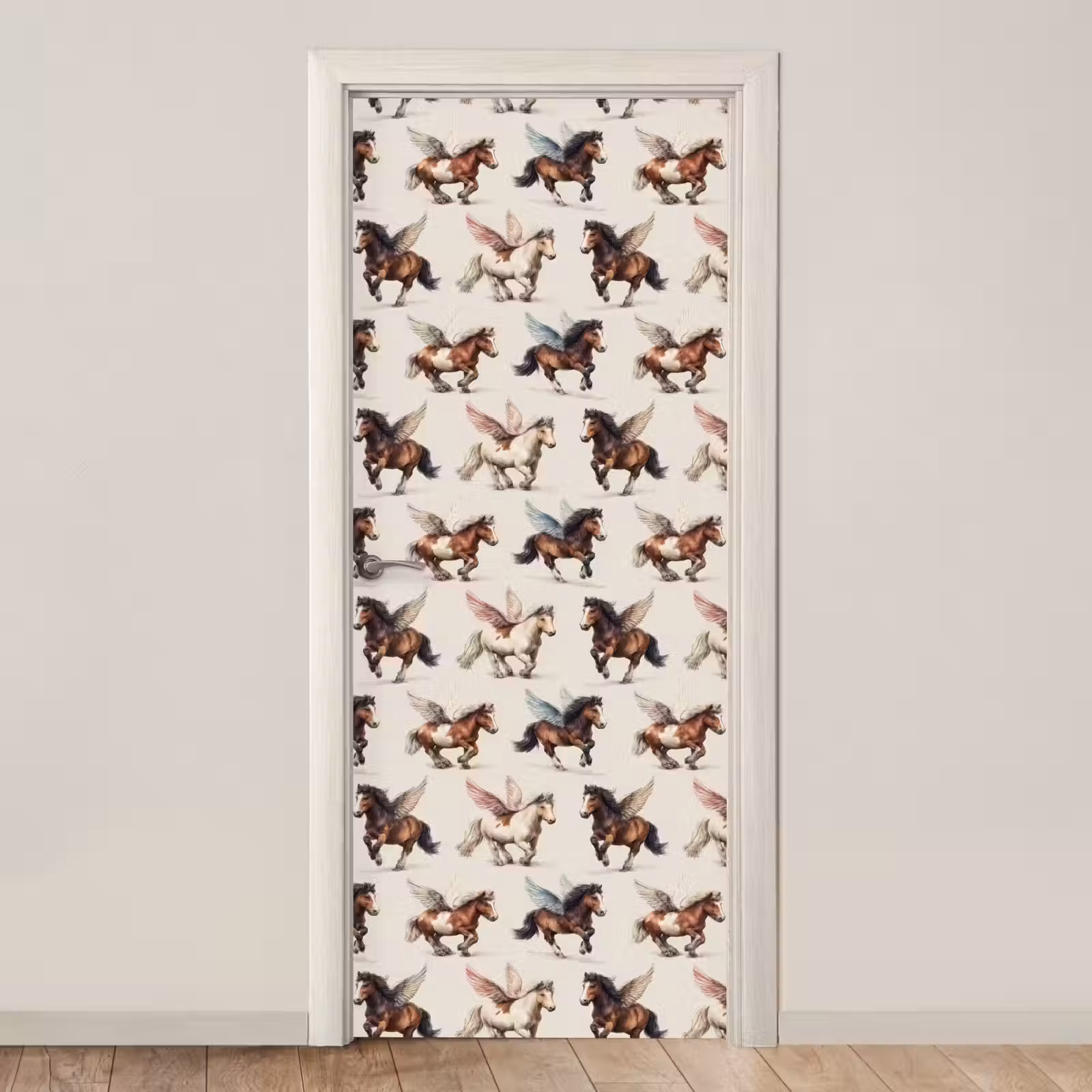 Deursticker - Paarden - Vleugels - Kleurrijk — 1
