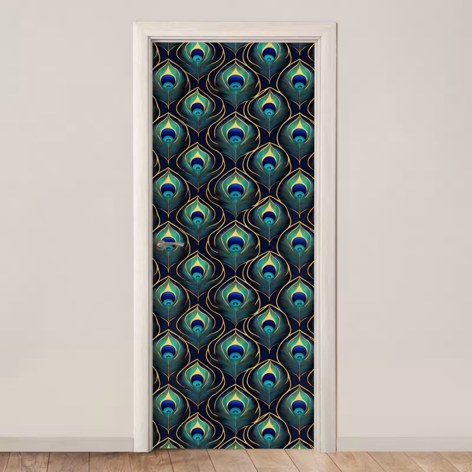 Deursticker - Pauw - Veren - Groen — 1
