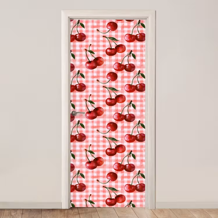 Deursticker - Kersen - Blokken - Rood — 1