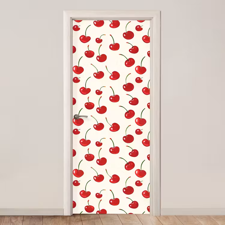 Deursticker - Kersen - Minimalistisch - Rood — 1
