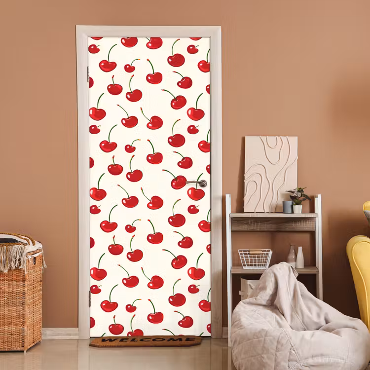 Deursticker - Kersen - Minimalistisch - Rood — 2