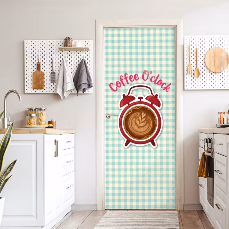 Deursticker - Koffie - Klok - Groen — 7