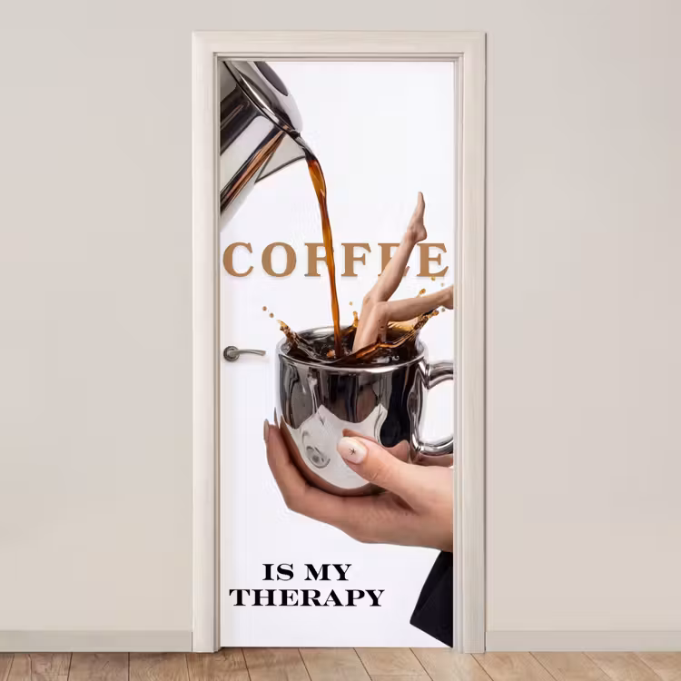 Deursticker - Koffie - Mok - Kan - Therapie — 1