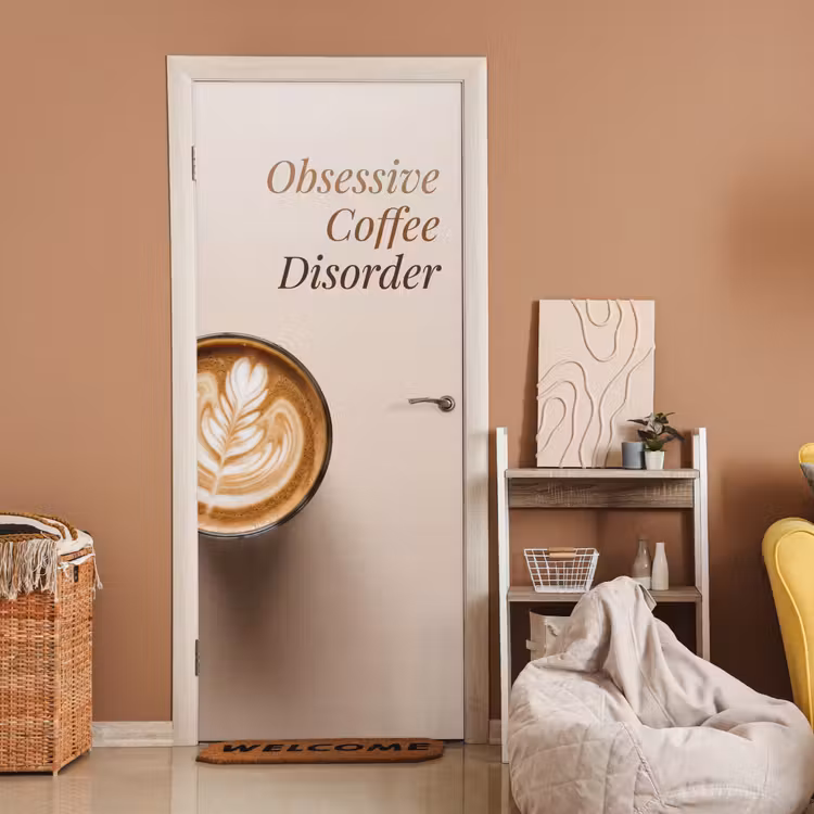 Deursticker - Koffie - Obessive Coffee Disorder - Beige — 2