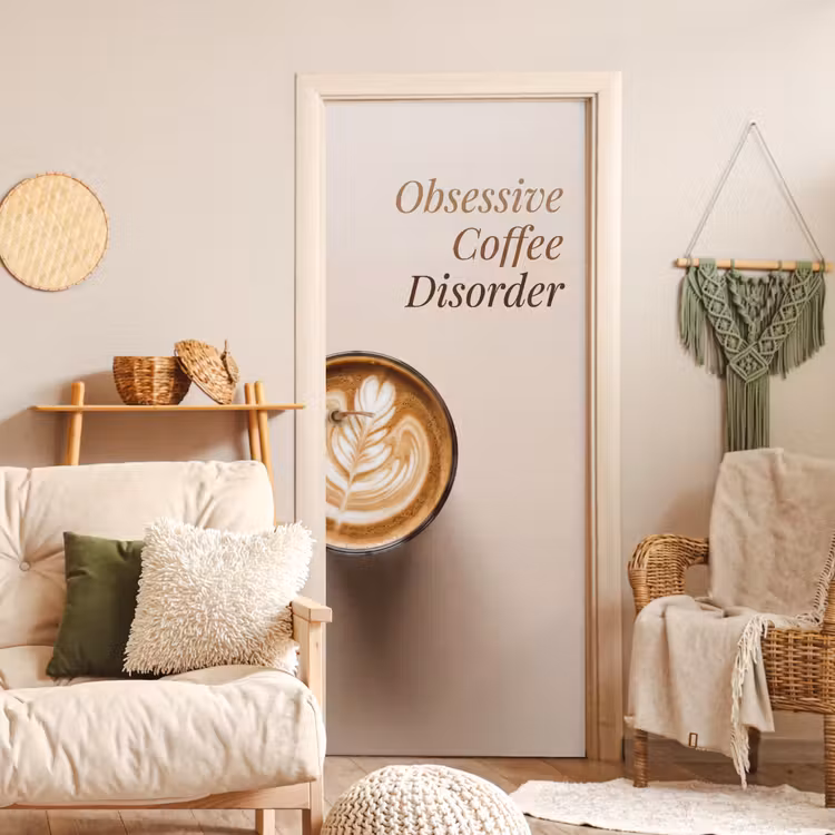 Deursticker - Koffie - Obessive Coffee Disorder - Beige — 4