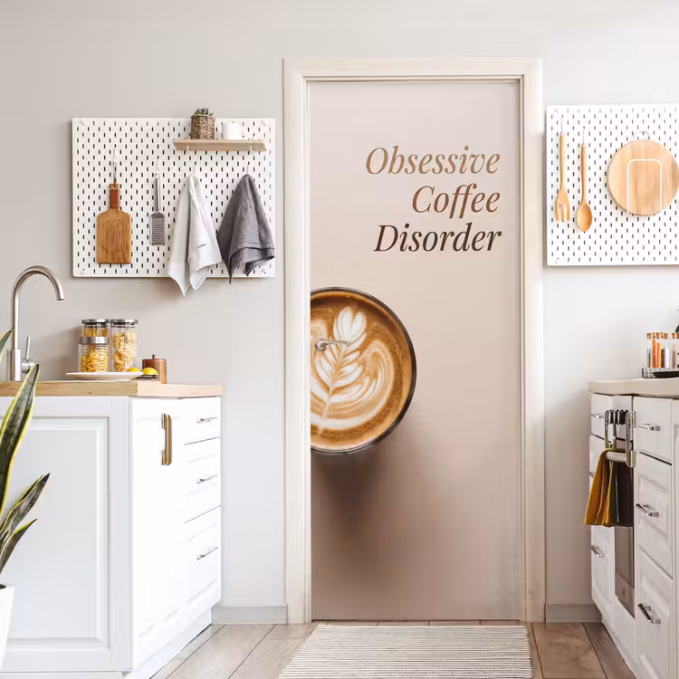 Deursticker - Koffie - Obessive Coffee Disorder - Beige — 7