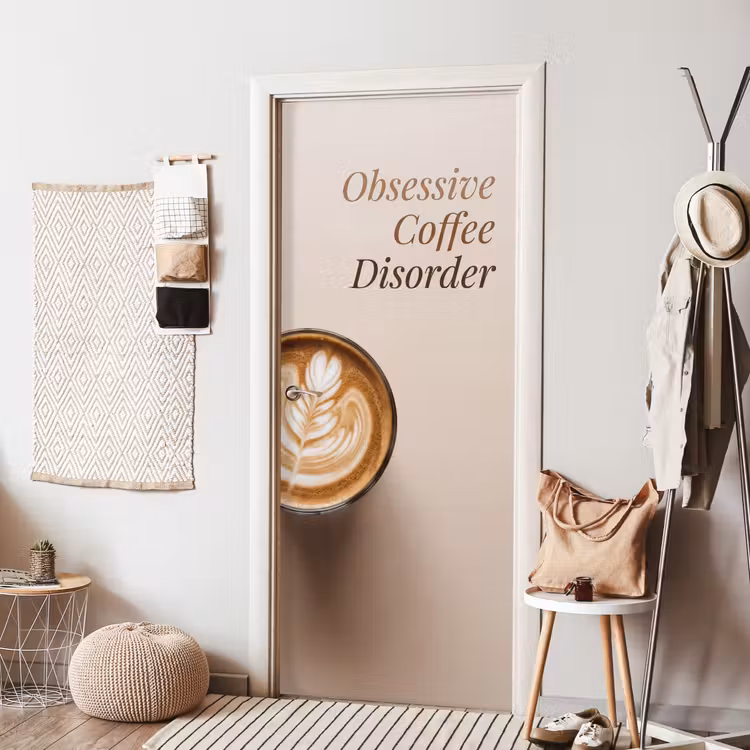 Deursticker - Koffie - Obessive Coffee Disorder - Beige — 8