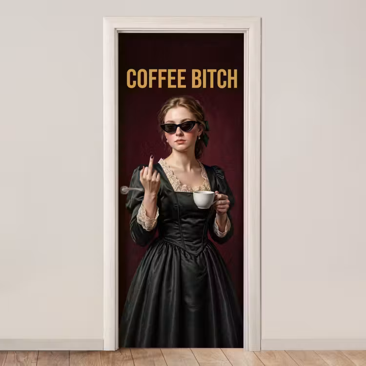 Deursticker - Koffie - Vrouw - Middelvinger — 1