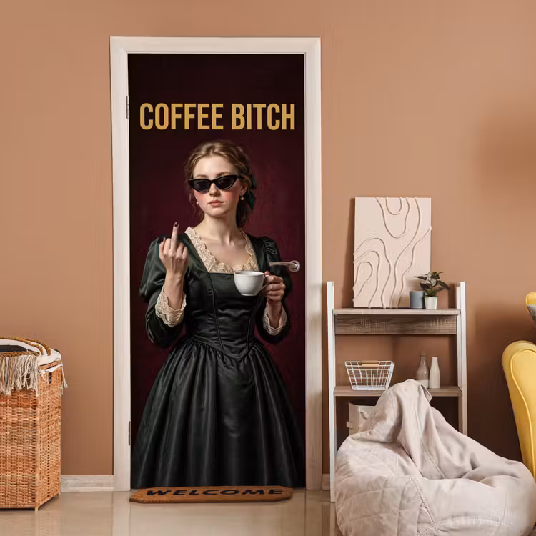 Deursticker - Koffie - Vrouw - Middelvinger — 2