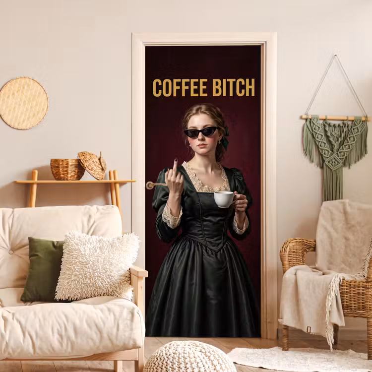 Deursticker - Koffie - Vrouw - Middelvinger — 4