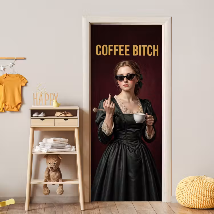 Deursticker - Koffie - Vrouw - Middelvinger — 6