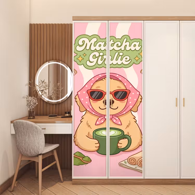 Deursticker - Matcha - Hond - Roze - Groen — 5