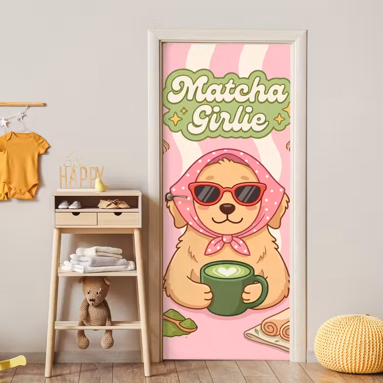 Deursticker - Matcha - Hond - Roze - Groen — 6