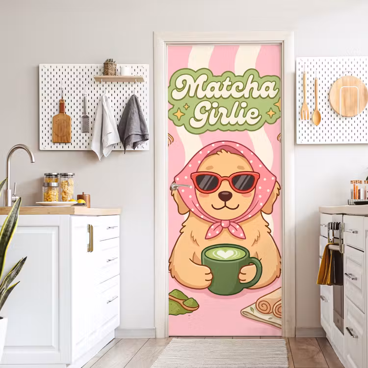 Deursticker - Matcha - Hond - Roze - Groen — 7