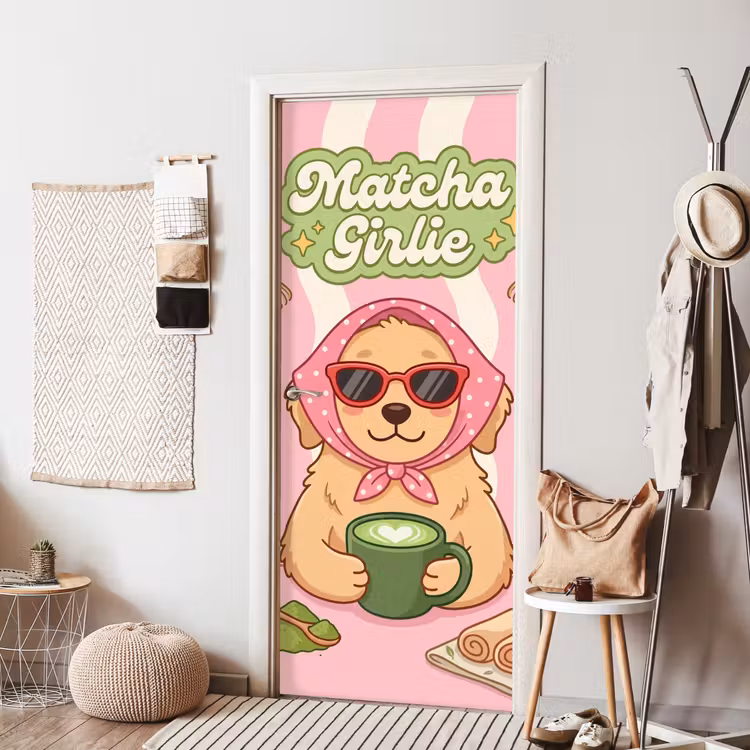 Deursticker - Matcha - Hond - Roze - Groen — 8