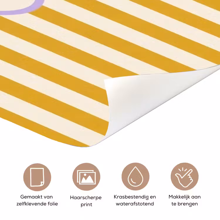 Deursticker - More coffee - Geel - Paars - Strepen - Mok — 3