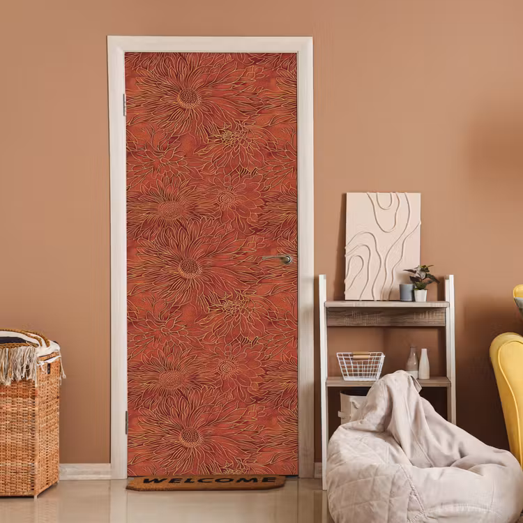 Deursticker - Oosters - Bloemen - Terracotta — 2