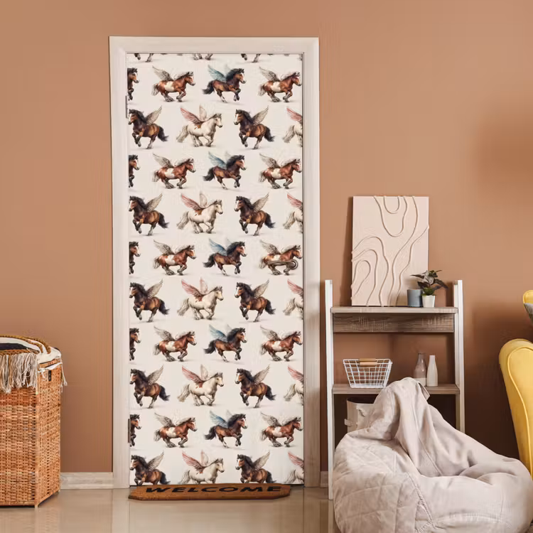 Deursticker - Paarden - Vleugels - Kleurrijk — 2