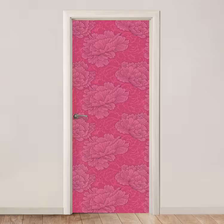 Deursticker - Pioenrozen - Energiek - Roze — 1