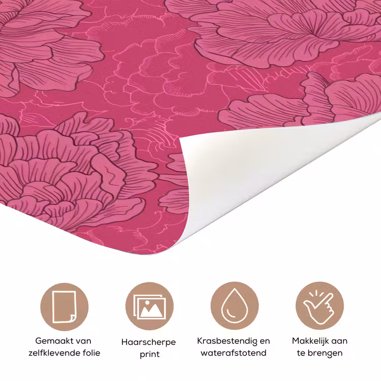 Deursticker - Pioenrozen - Energiek - Roze — 3