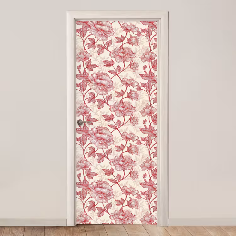 Deursticker - Pioenrozen - Modern - Rood — 1