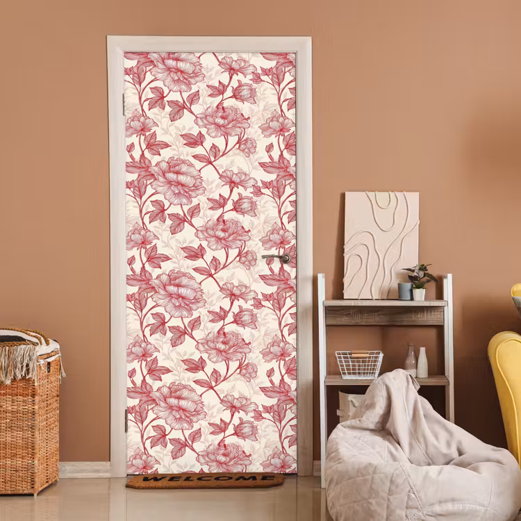 Deursticker - Pioenrozen - Modern - Rood — 2