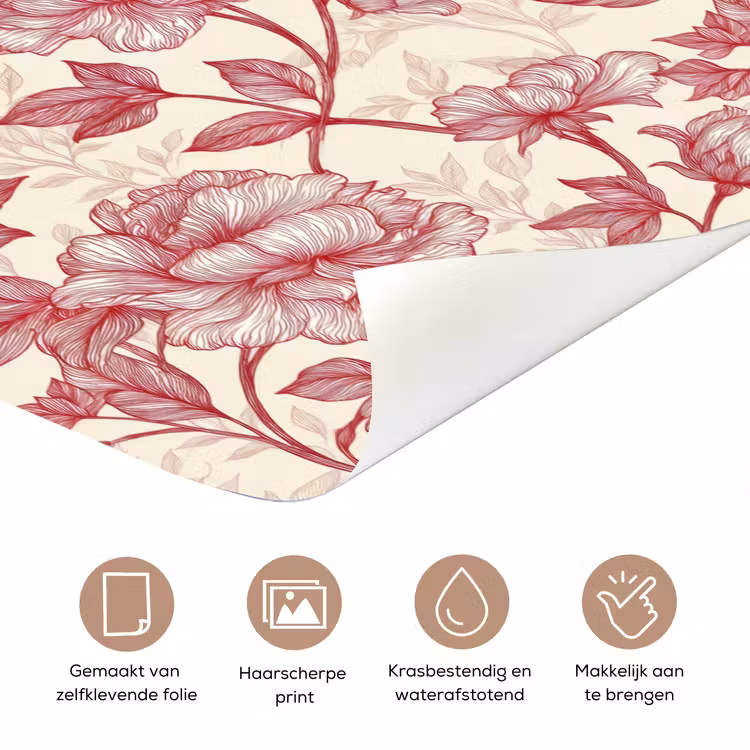 Deursticker - Pioenrozen - Modern - Rood — 3