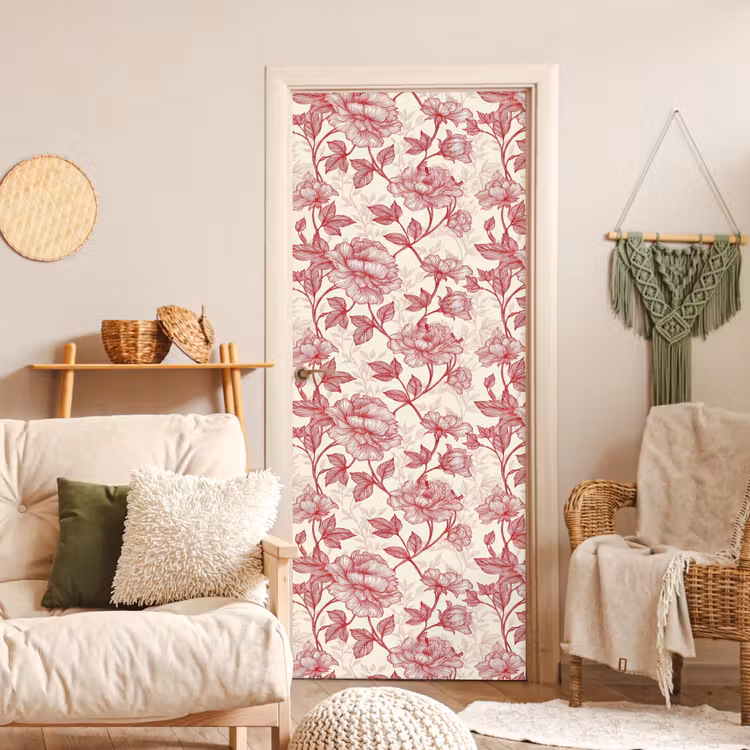 Deursticker - Pioenrozen - Modern - Rood — 4