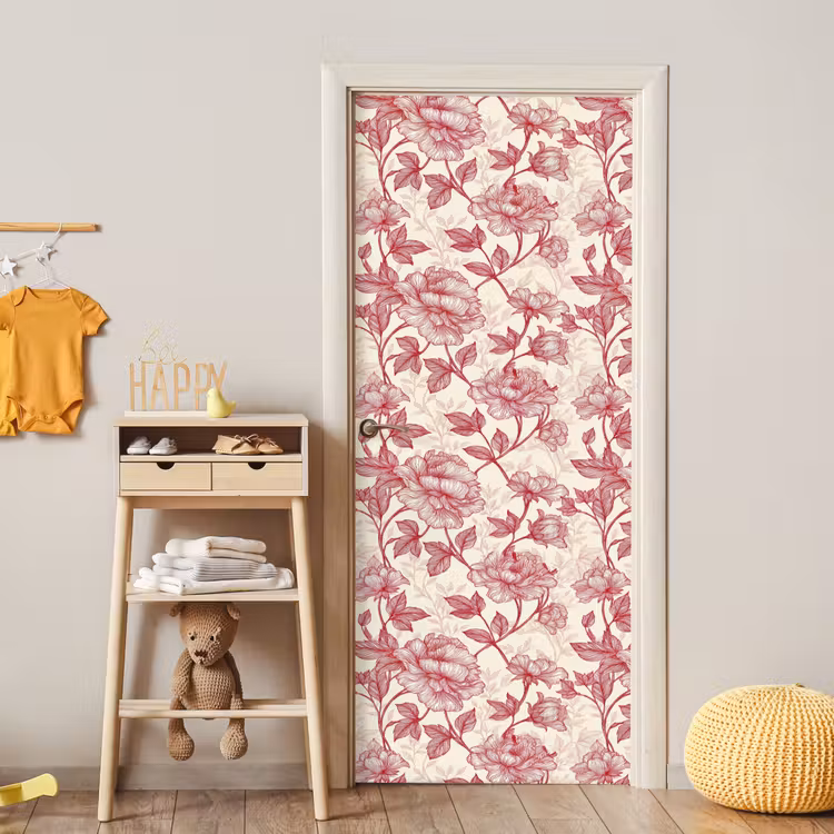 Deursticker - Pioenrozen - Modern - Rood — 6