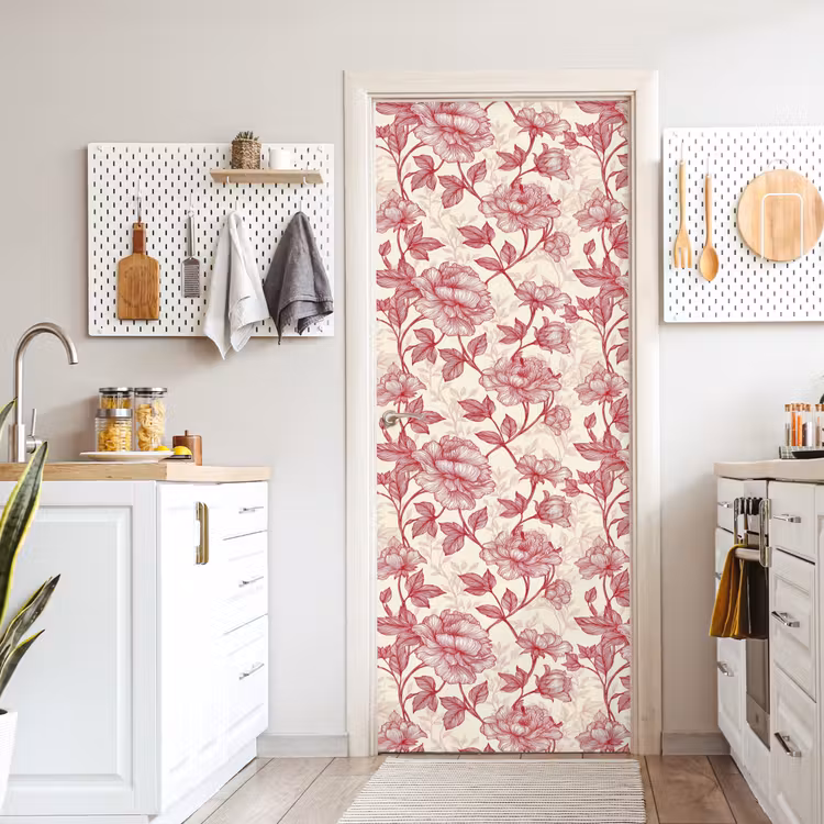 Deursticker - Pioenrozen - Modern - Rood — 7