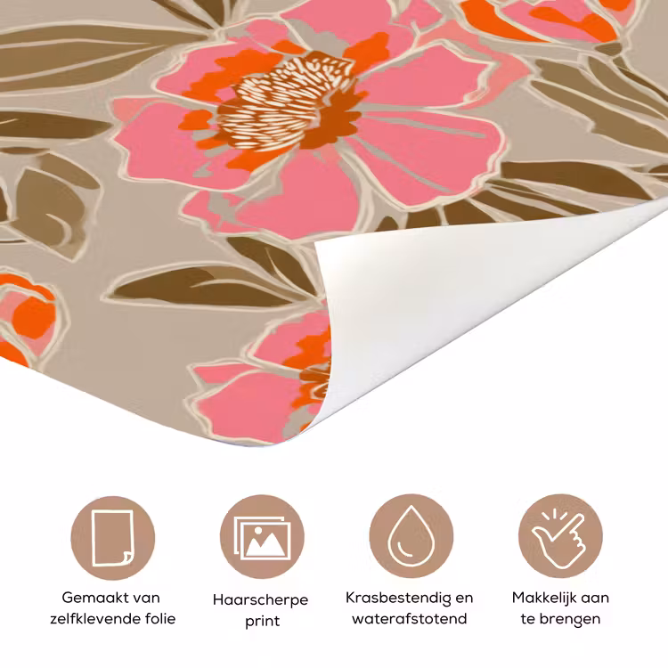 Deursticker - Pioenrozen - Patroon - Roze — 3