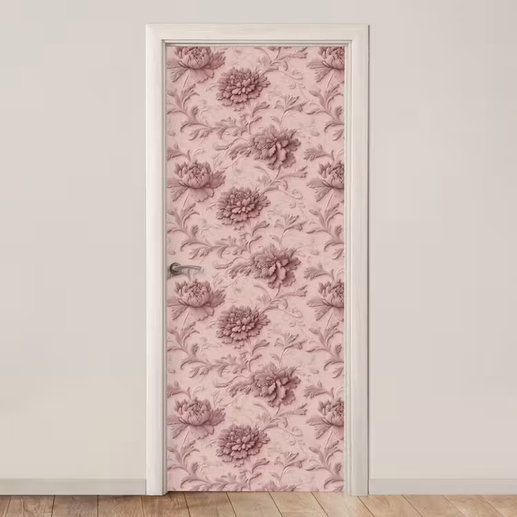 Deursticker - Reliëf - Pioenrozen - Roze — 1
