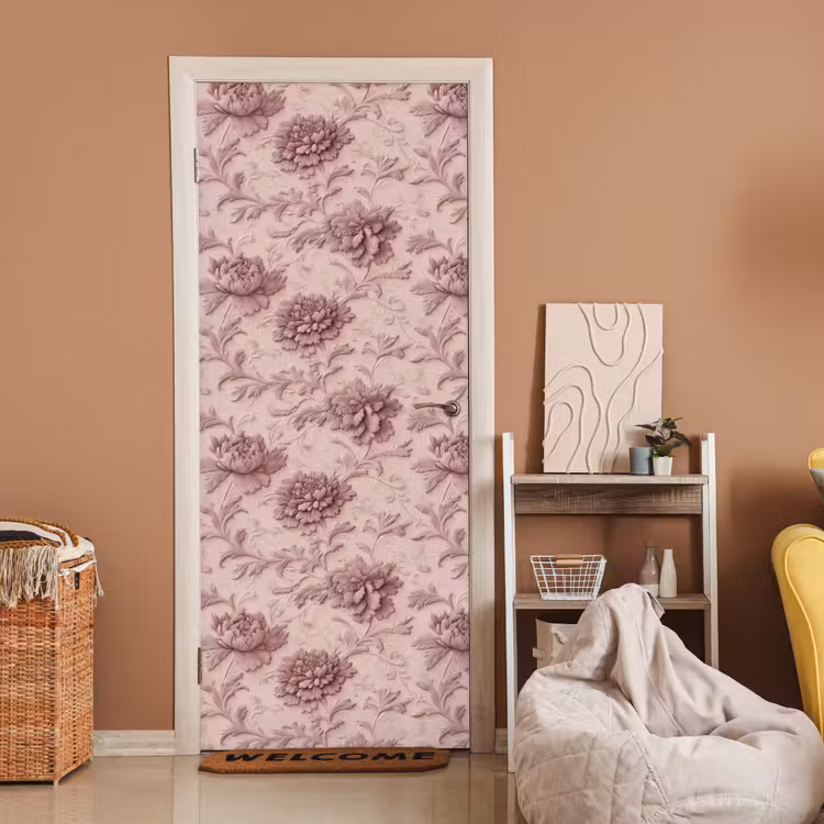 Deursticker - Reliëf - Pioenrozen - Roze — 2