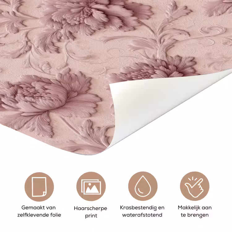 Deursticker - Reliëf - Pioenrozen - Roze — 3