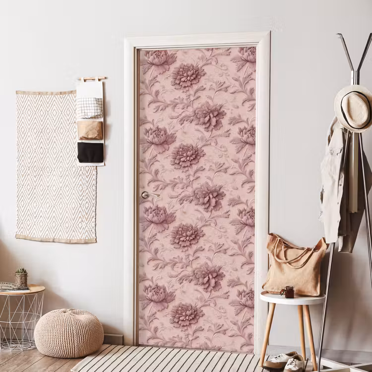 Deursticker - Reliëf - Pioenrozen - Roze — 8