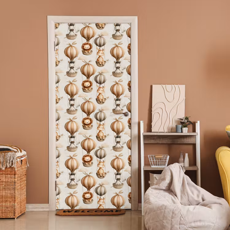 Deursticker - Safari - Luchtballonen - Taupe — 2