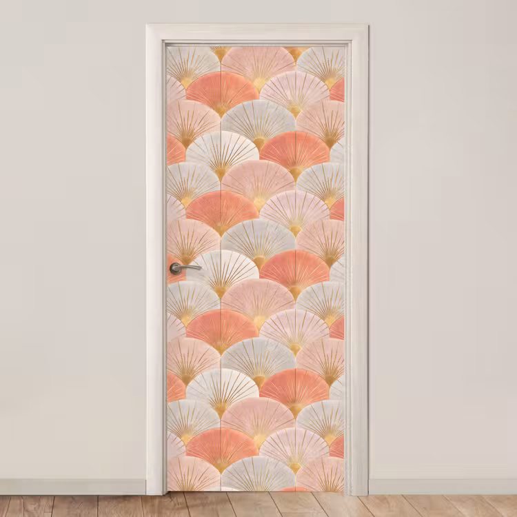 Deursticker - Waaiers - Goud - Roze — 1