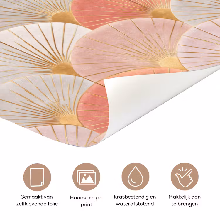 Deursticker - Waaiers - Goud - Roze — 3