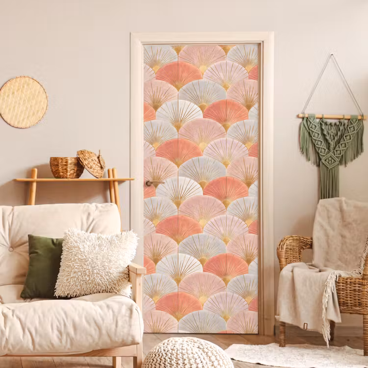 Deursticker - Waaiers - Goud - Roze — 4