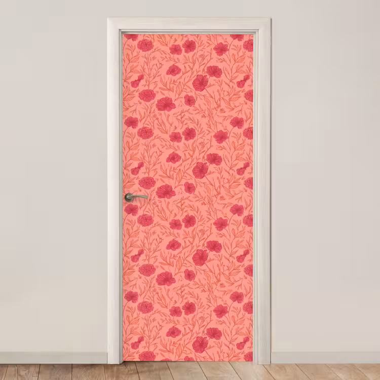 Deursticker - Weidebloemen - Romantisch - Roze — 1