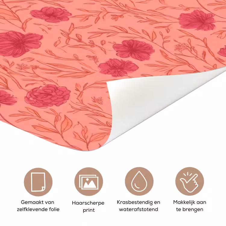 Deursticker - Weidebloemen - Romantisch - Roze — 3