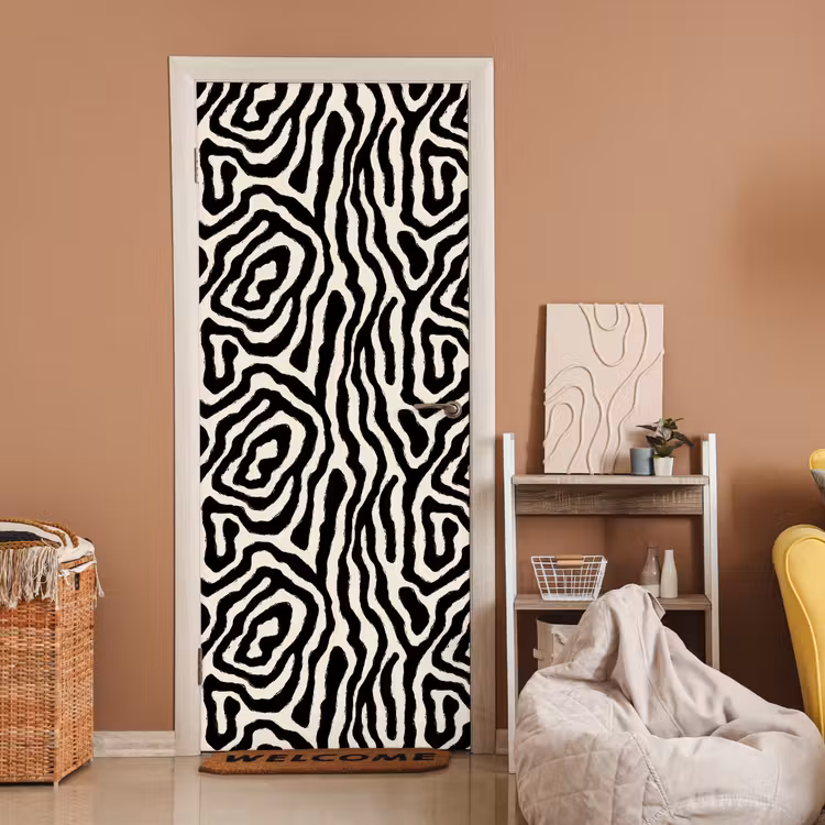 Deursticker - Zebra - Zwart - Abstract — 2