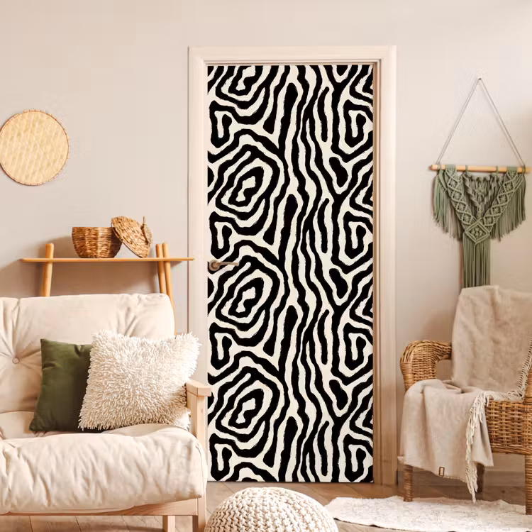 Deursticker - Zebra - Zwart - Abstract — 4