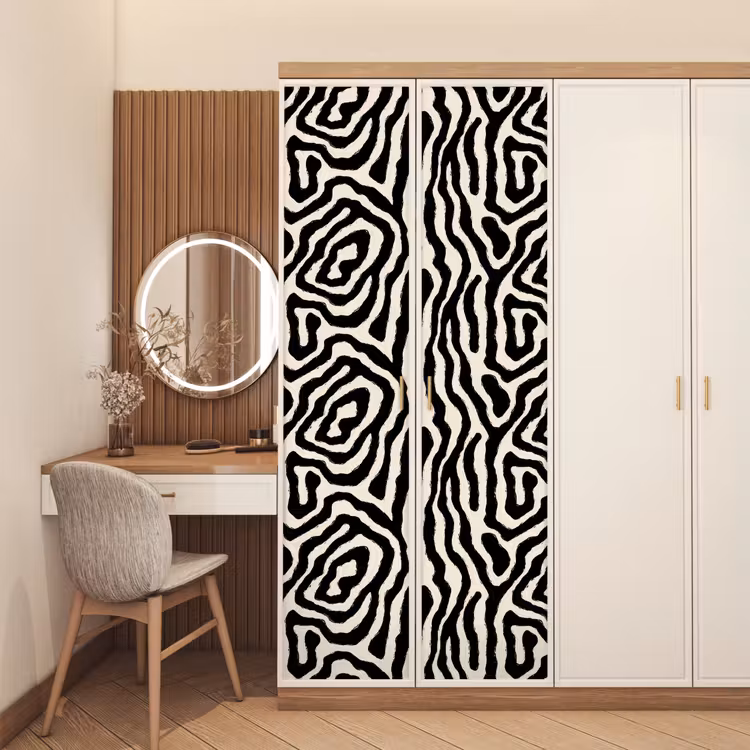 Deursticker - Zebra - Zwart - Abstract — 5