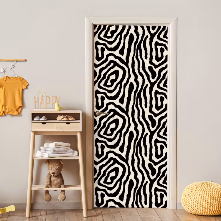 Deursticker - Zebra - Zwart - Abstract — 6