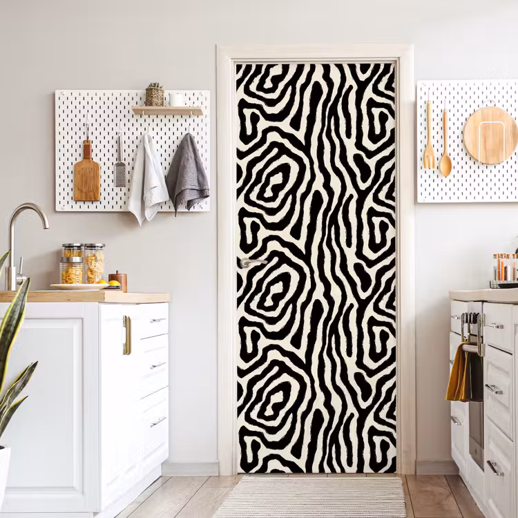 Deursticker - Zebra - Zwart - Abstract — 7