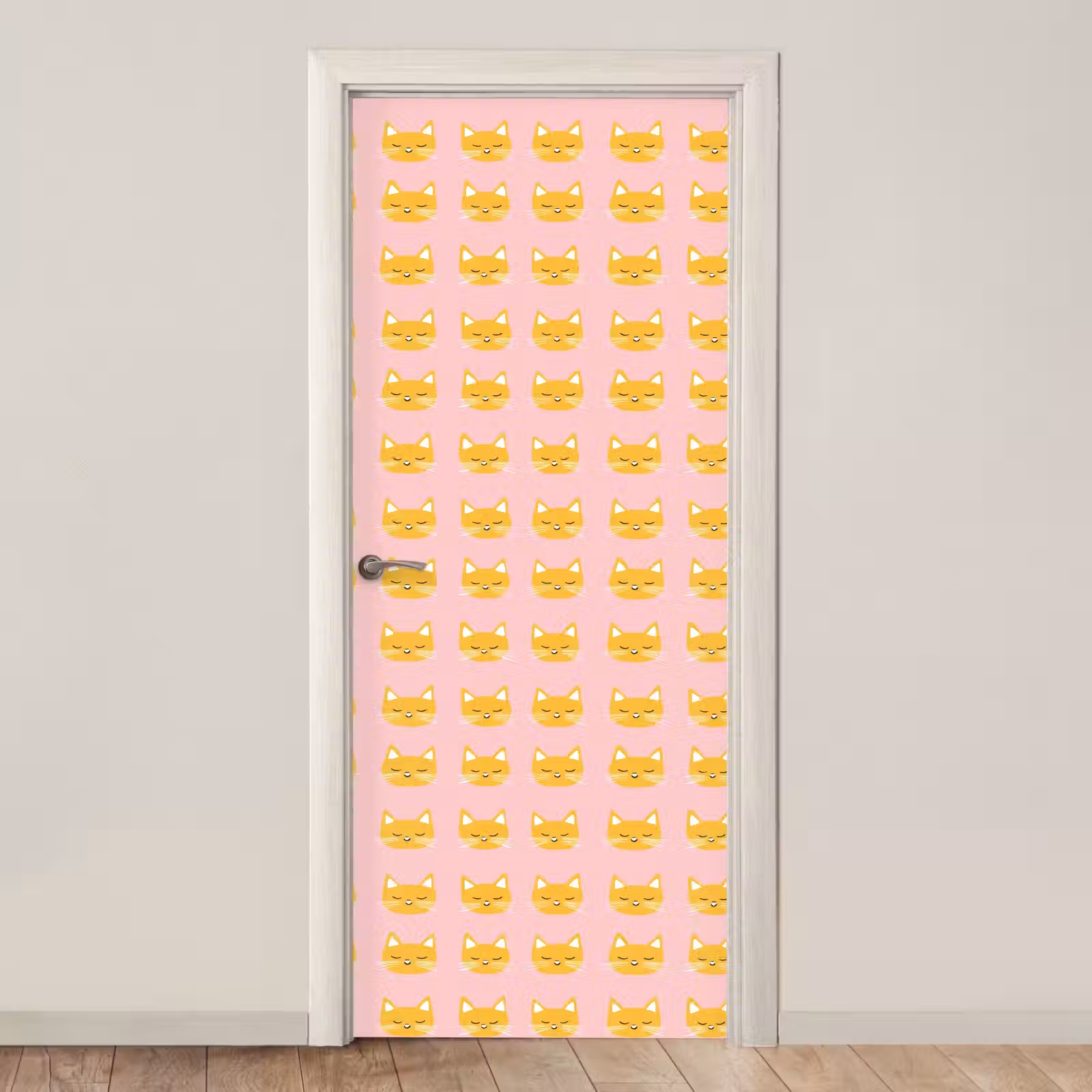 Deursticker - Katten - Patroon - Roze — 1