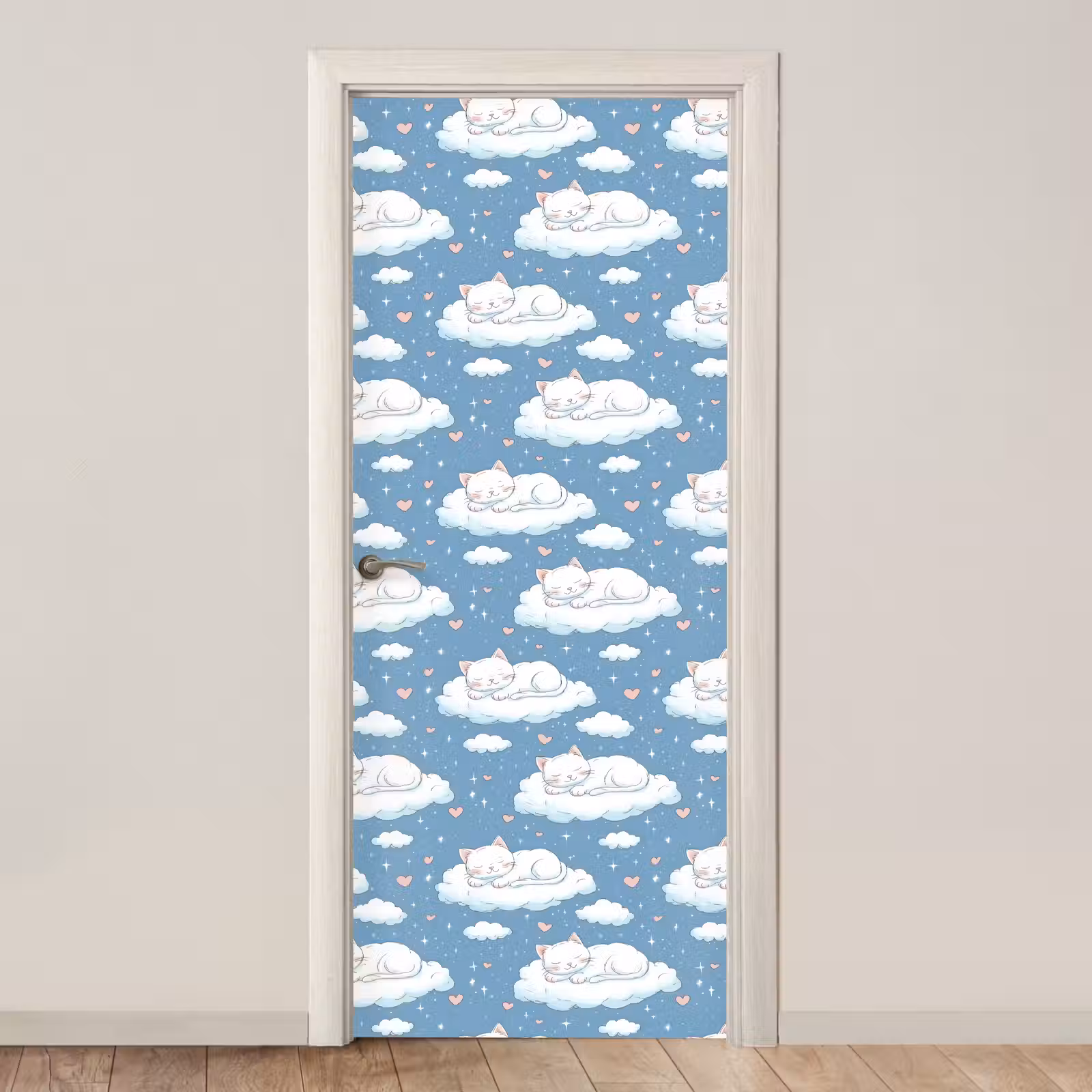 Deursticker - Kitten - Wolken - Blauw — 1
