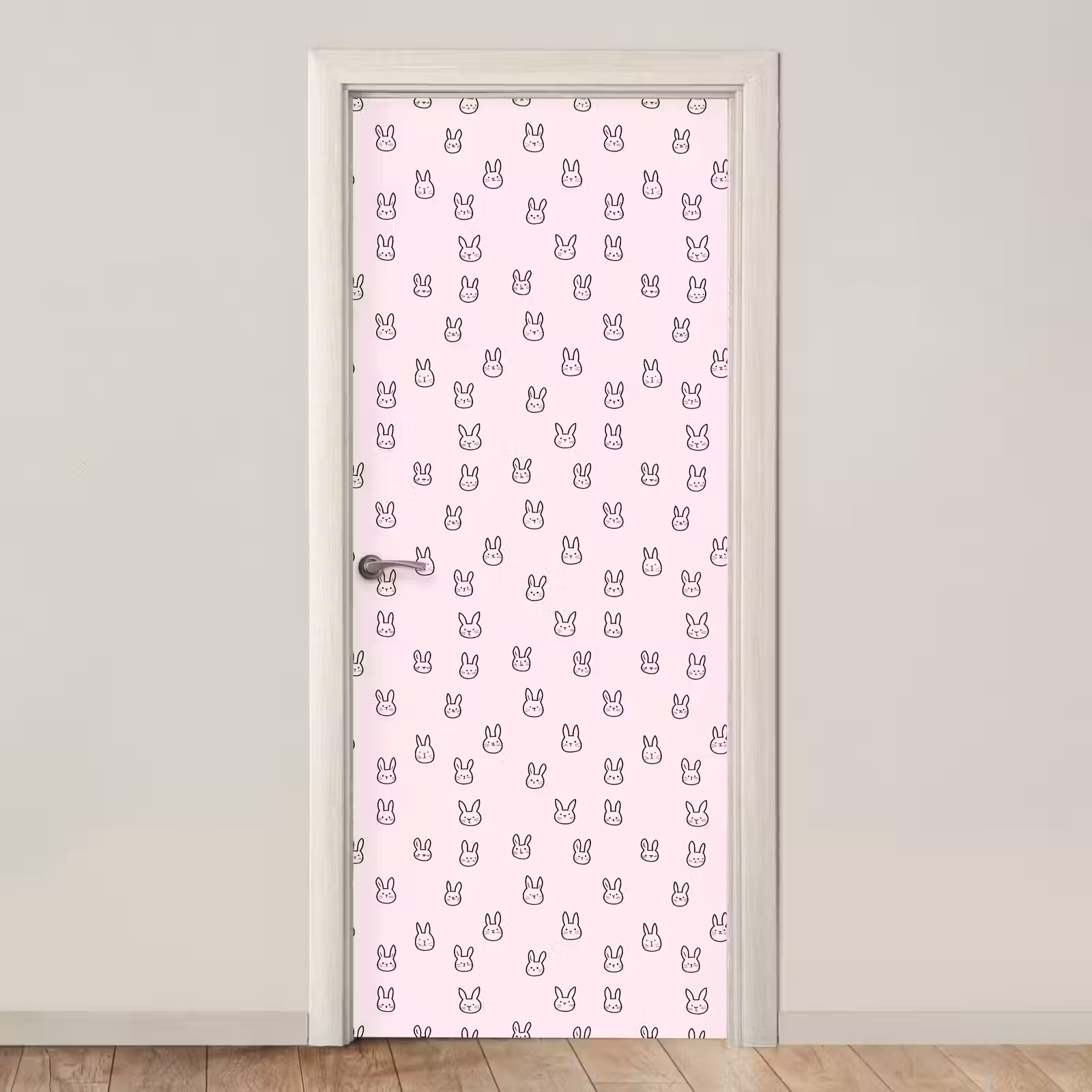 Deursticker - Konijnen - Minimalistisch - Roze — 1